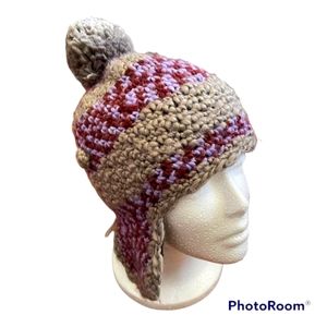 FUR Headwear, Gray & Purple Fleece Lined with Ear Warmer.